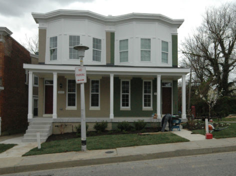 Front of duplex with new landscaping